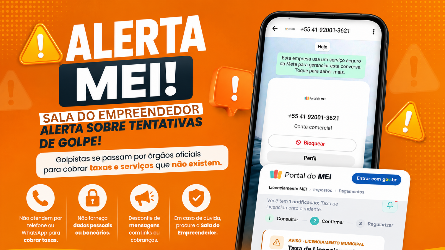 Sala do Empreendedor alerta MEIs sobre tentativas de golpe envolvendo cobranças e serviços falsos